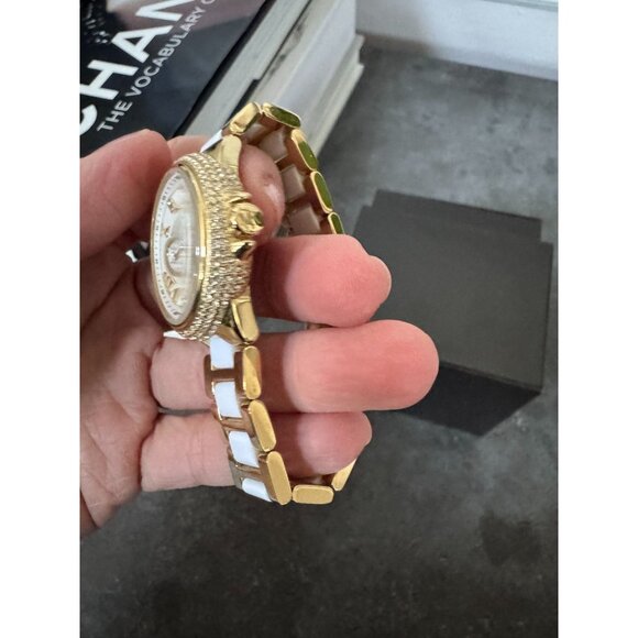 Michael Kors Women's Camille Gold-Tone Acrylic White Bracelet Watch MK5945 - Picture 3 of 15